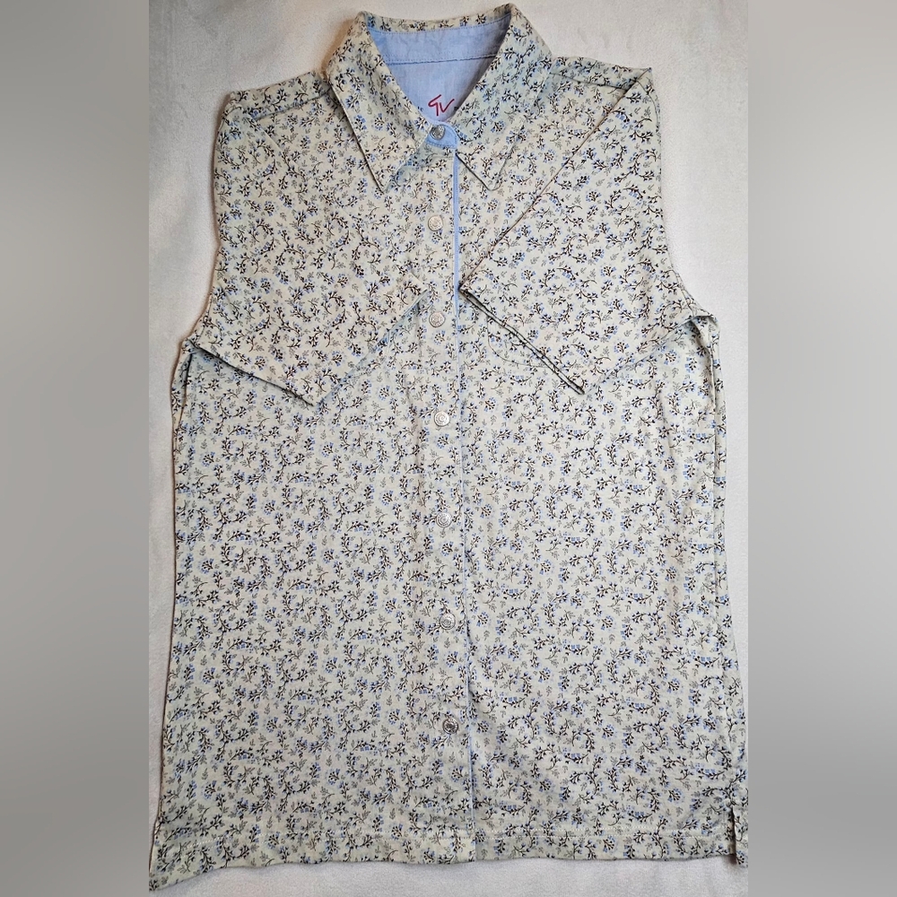 Womens Gloria Vanderbilt Floral Button-Up Blouse Size Small